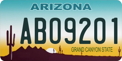 AZ license plate ABO9201