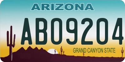 AZ license plate ABO9204