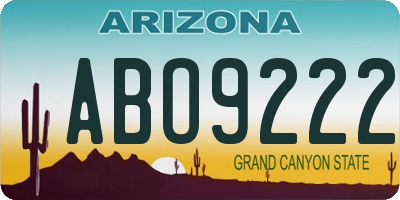 AZ license plate ABO9222