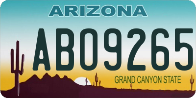 AZ license plate ABO9265