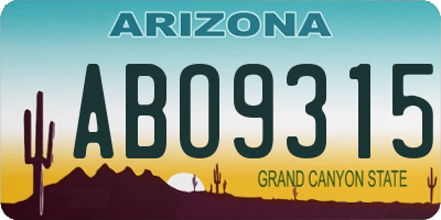 AZ license plate ABO9315
