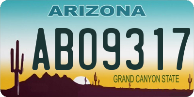 AZ license plate ABO9317