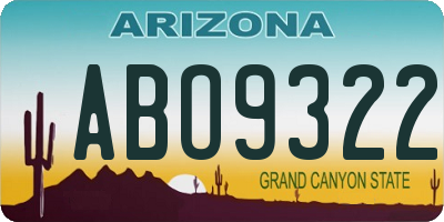 AZ license plate ABO9322