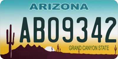 AZ license plate ABO9342