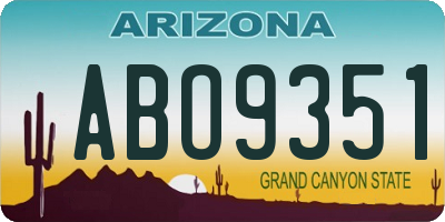 AZ license plate ABO9351