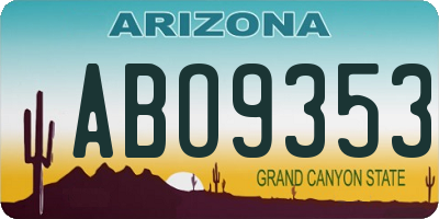 AZ license plate ABO9353