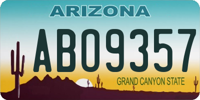 AZ license plate ABO9357