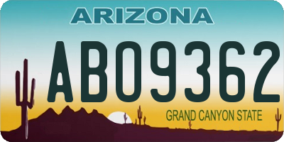 AZ license plate ABO9362