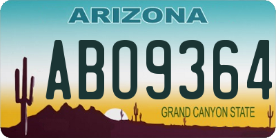 AZ license plate ABO9364