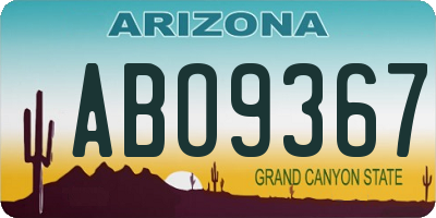 AZ license plate ABO9367