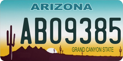 AZ license plate ABO9385