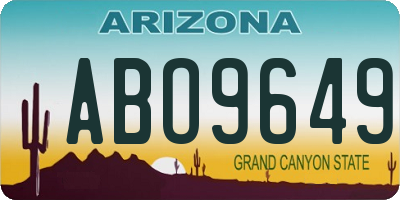 AZ license plate ABO9649