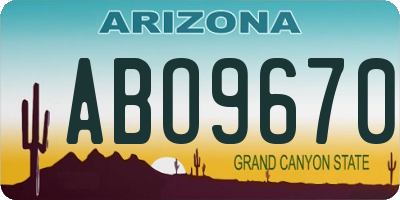 AZ license plate ABO9670