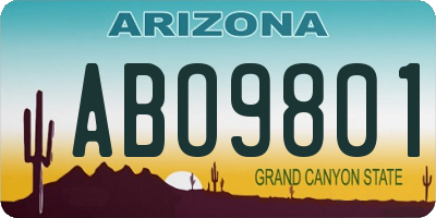 AZ license plate ABO9801
