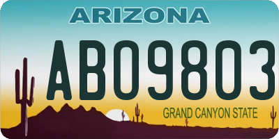 AZ license plate ABO9803