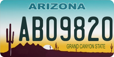 AZ license plate ABO9820