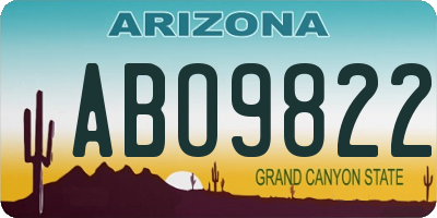AZ license plate ABO9822