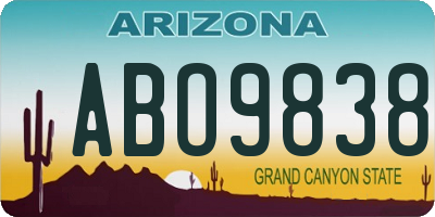 AZ license plate ABO9838
