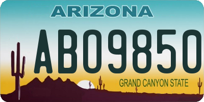 AZ license plate ABO9850