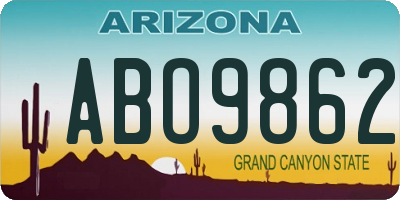 AZ license plate ABO9862