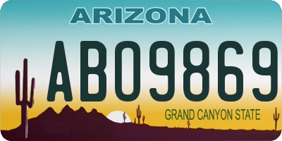 AZ license plate ABO9869