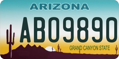 AZ license plate ABO9890