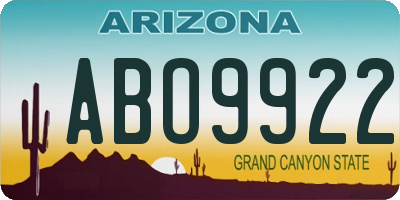 AZ license plate ABO9922