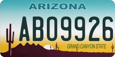 AZ license plate ABO9926