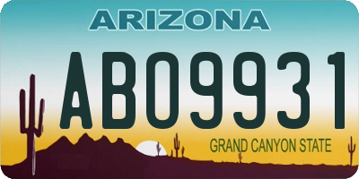 AZ license plate ABO9931