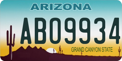 AZ license plate ABO9934