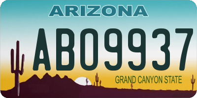 AZ license plate ABO9937
