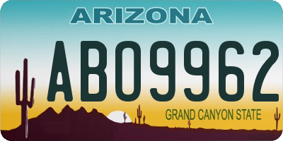 AZ license plate ABO9962