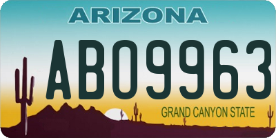AZ license plate ABO9963