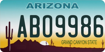 AZ license plate ABO9986