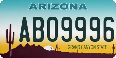 AZ license plate ABO9996