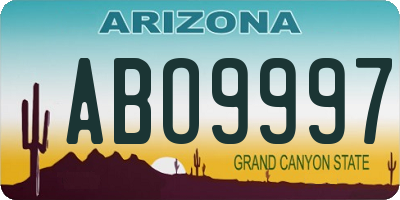 AZ license plate ABO9997