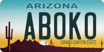 AZ license plate ABOKO