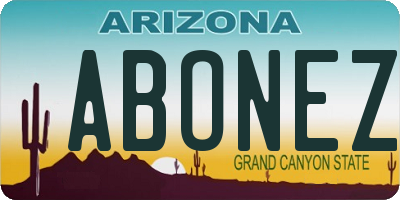 AZ license plate ABONEZ