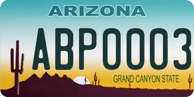 AZ license plate ABP0003