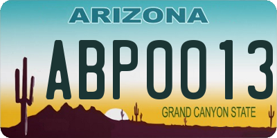 AZ license plate ABP0013