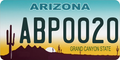 AZ license plate ABP0020