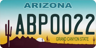 AZ license plate ABP0022