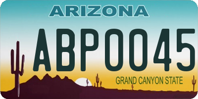 AZ license plate ABP0045