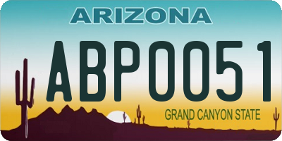 AZ license plate ABP0051