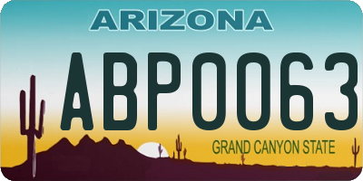 AZ license plate ABP0063