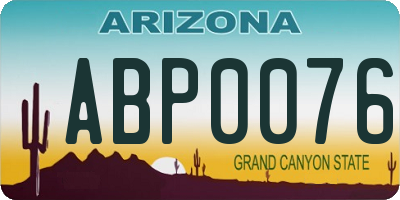 AZ license plate ABP0076