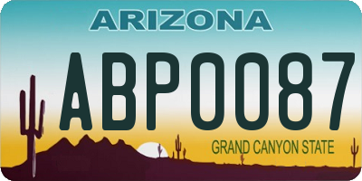 AZ license plate ABP0087