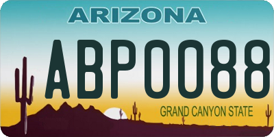 AZ license plate ABP0088