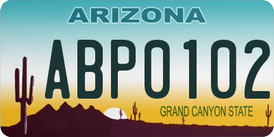 AZ license plate ABP0102