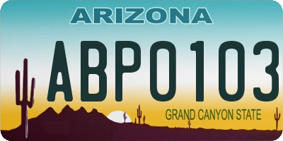 AZ license plate ABP0103